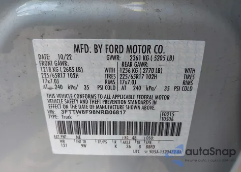 2022 Ford Maverick Xl from USA, damaged, VIN 3FTTW8F98NRB06817